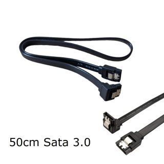 SATA Kabel Schwarz 50cm SATA III 3 6 Gbit/s 0,5m SSD Festplatte HDD winkel gewinkelt