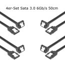 4x SATA Kabel Schwarz 50cm SATA III 3 6 Gbit/s 0,5m SSD...